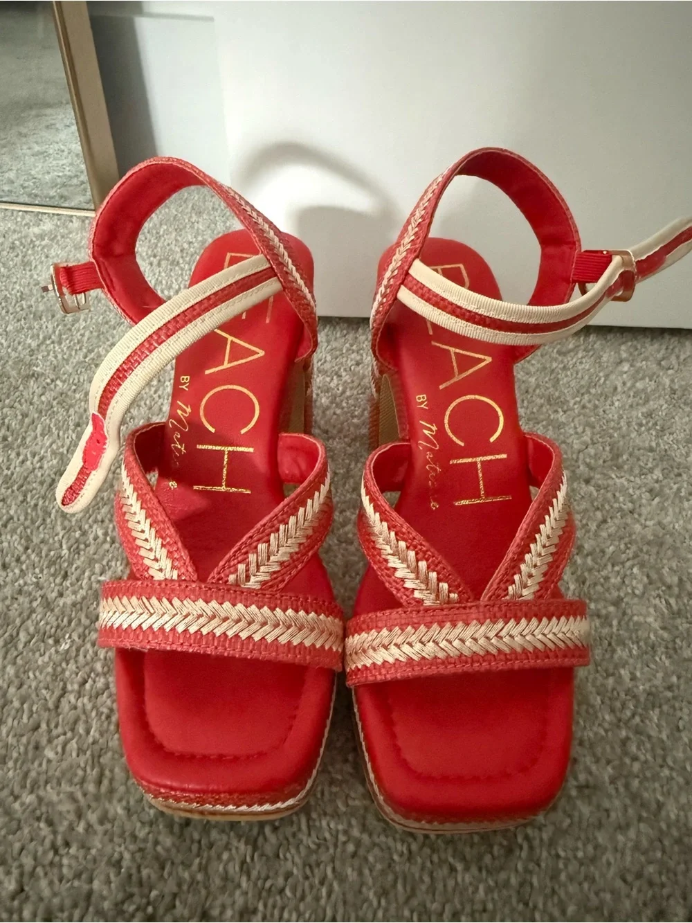Beach by Matisse Red Raffia Wedges